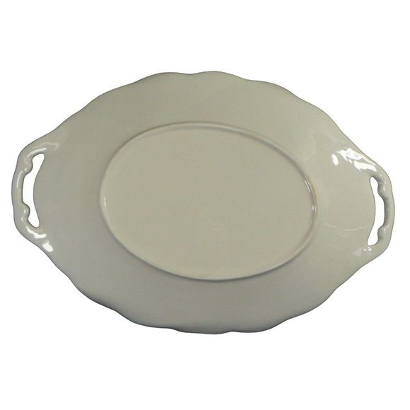 Serving Tray Ceramic Double Handles Embossed Raised Floral Pattern 12.5" - Picture 4 of 11